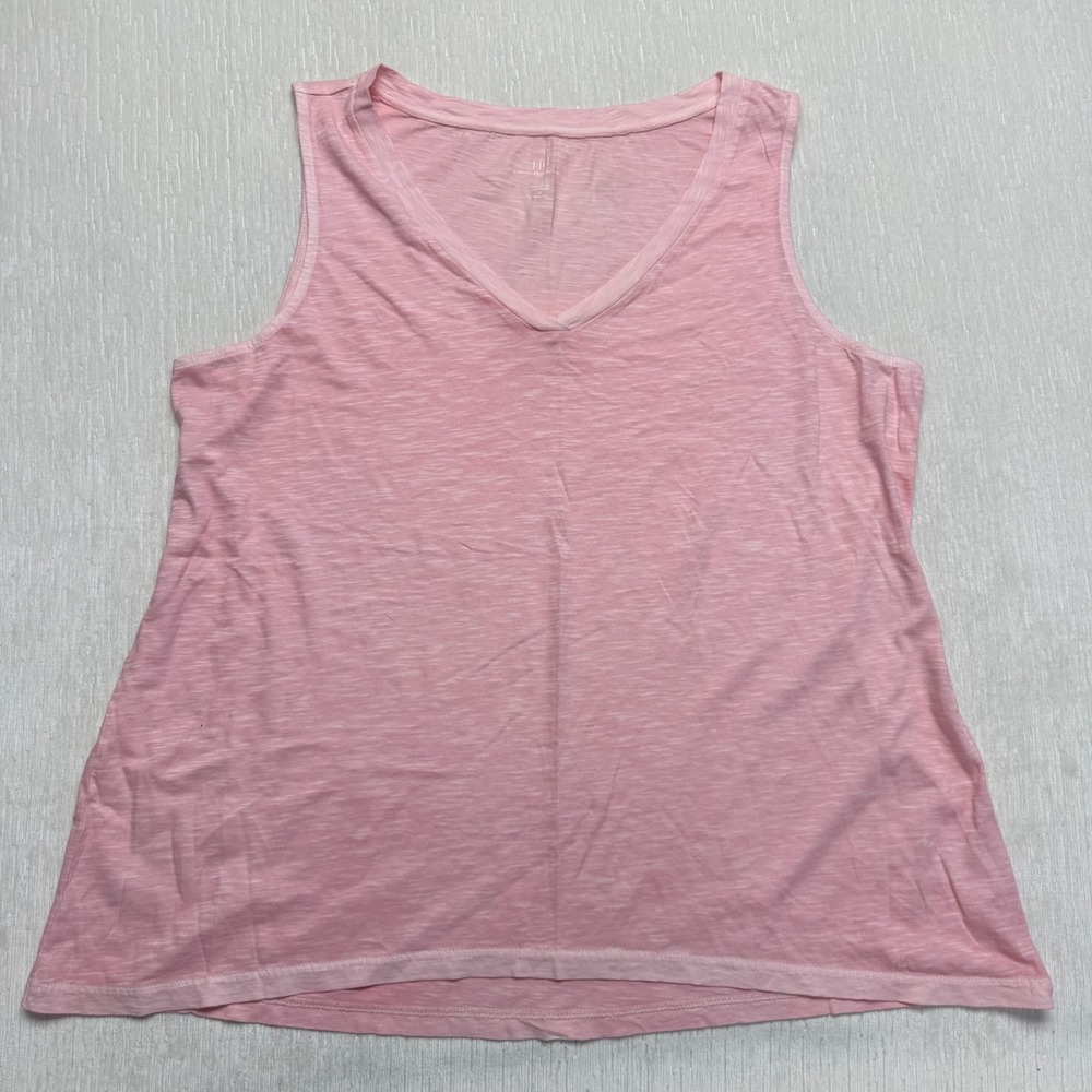 J. Jill Sun Bleached Slub Knit Tank Womens 2X Pink Cotton High Low Hem Pullover
